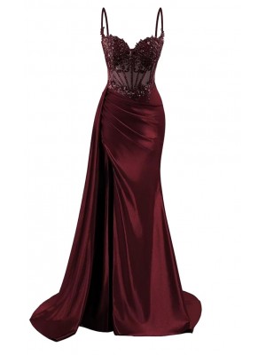 Vestito Donna Maxi Diciottesimo Festa Occasione Speciale Party Dress Rosso Scuro 110551B